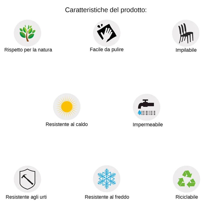 Set 4 sedie da giardino esterno bar dehors impilabili plastica tortora Aura