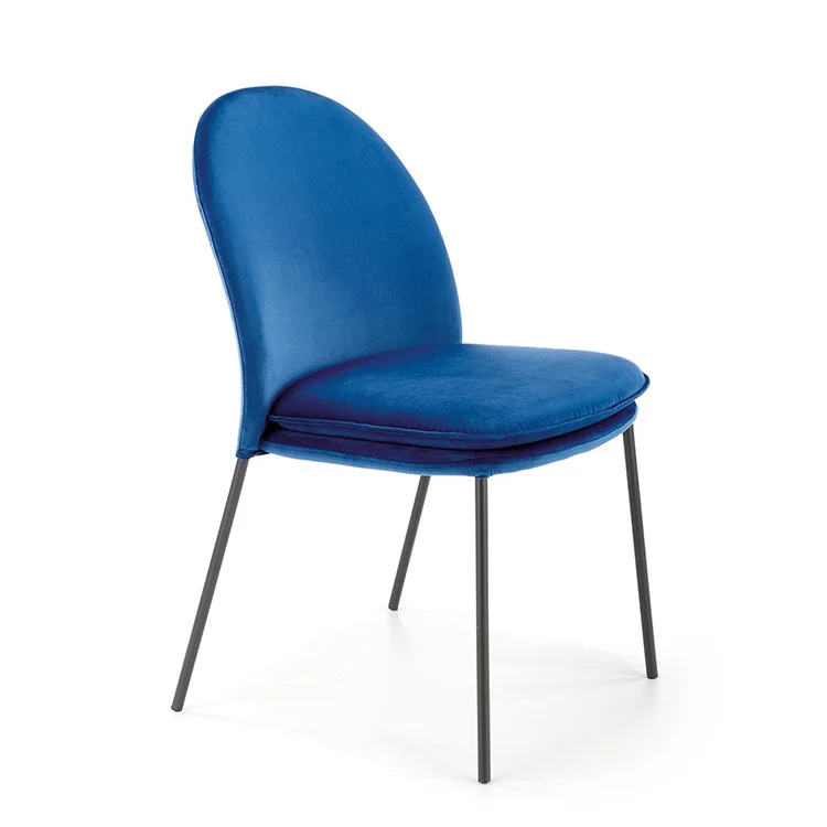 Set 4 sedie da sala moderne in tessuto blu navy Orco