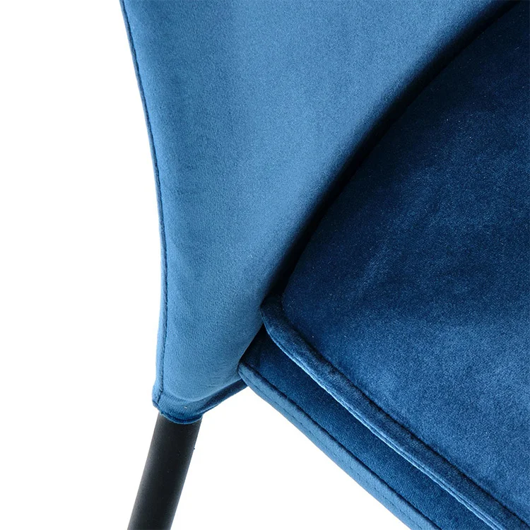 Set 4 sedie da sala moderne in tessuto blu navy Orco