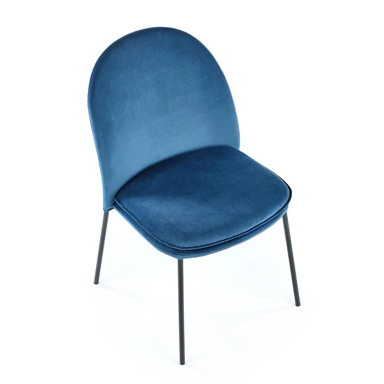 Set 4 sedie da sala moderne in tessuto blu navy Orco