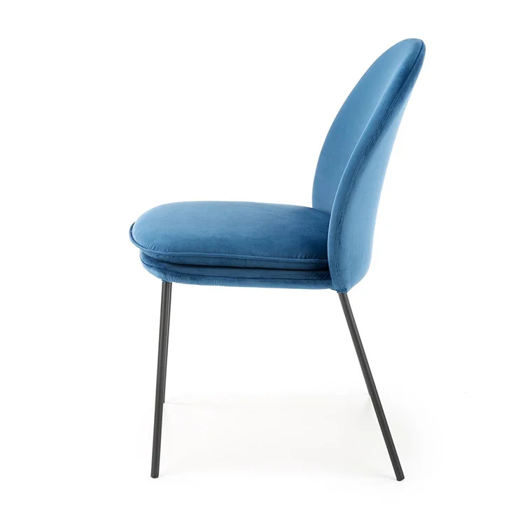 Set 4 sedie da sala moderne in tessuto blu navy Orco