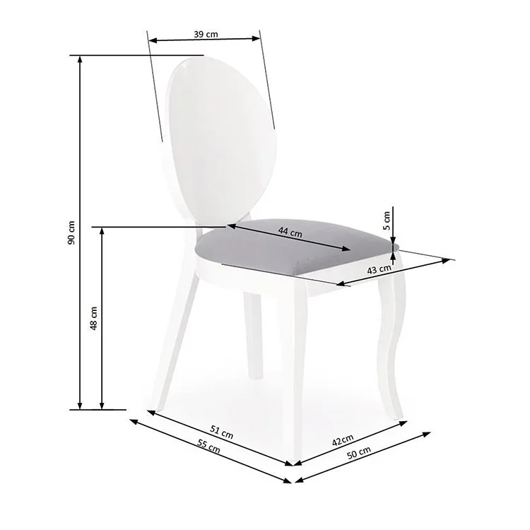 Set 2 sedie sala da pranzo moderne in tessuto grigio bianco Jonni