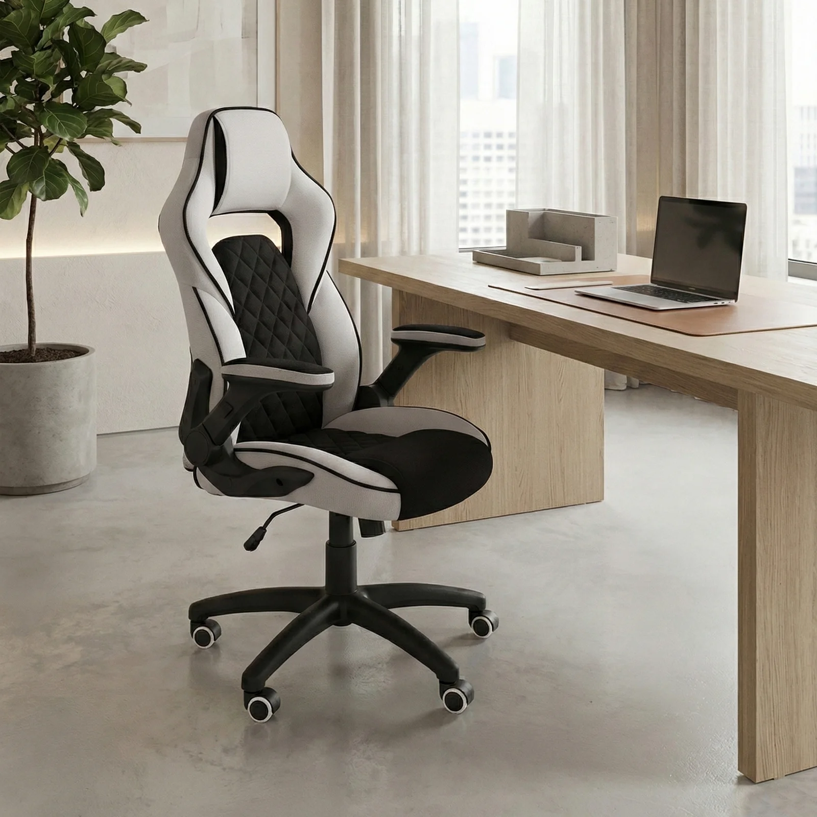 HOMCOM Sedia Da Ufficio Con Braccioli Ribaltabili, Altezza Regolabile E Schienale Inclinabile Beige 92908907 HOMCOM Sedia Da Ufficio Con Braccioli Ribaltabili, Altezza Regolabile E Schienale Inclinabile Beige 92908907