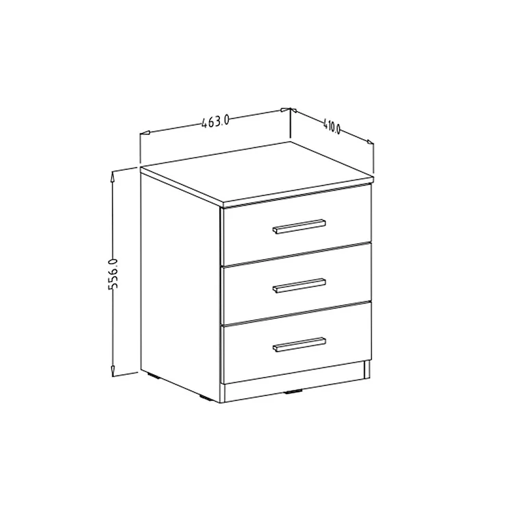 Set 2 comodini 46x56h cm 3 cassetti pino bianco Cortina Gihome®