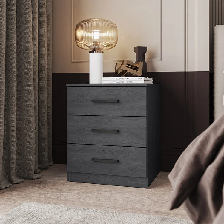 Set 2 comodini 46x56h cm 3 cassetti moderni ossido Cortina Gihome®