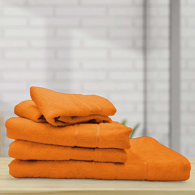 Set 5 asciugamani bagno in cotone arancio Kora