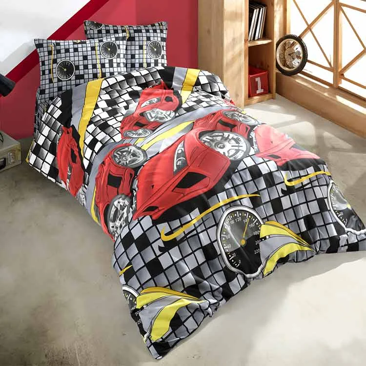 Set copripiumino bambino singolo e federa 140x200cm rosso a fantasia Cars
