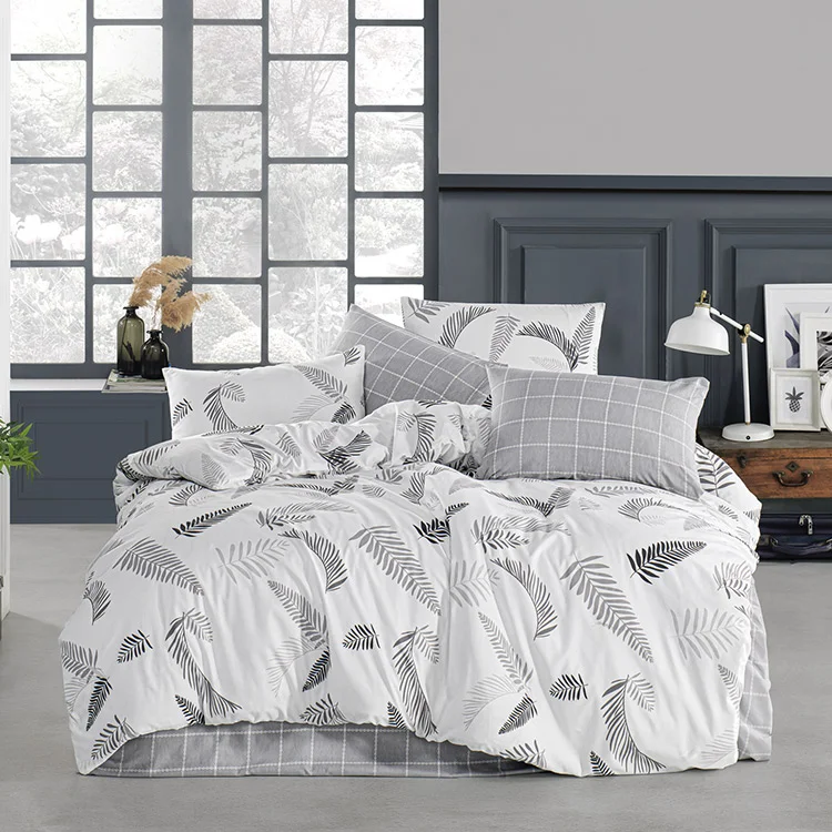 Set copripiumino matrimoniale e federe 220x240cm bianco grigio Ingrid