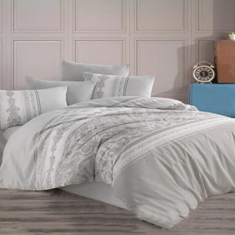 Set copripiumino matrimoniale oversize e federe 240x260cm bianco grigio Sorrel