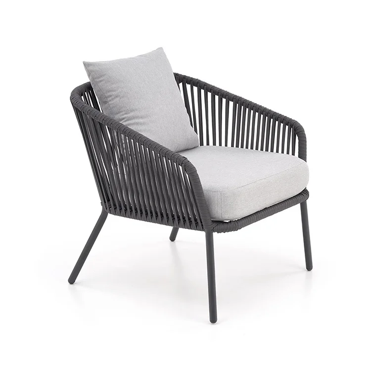 Set da giardino divano, poltrona, tavolino in vetro grigio Dalian