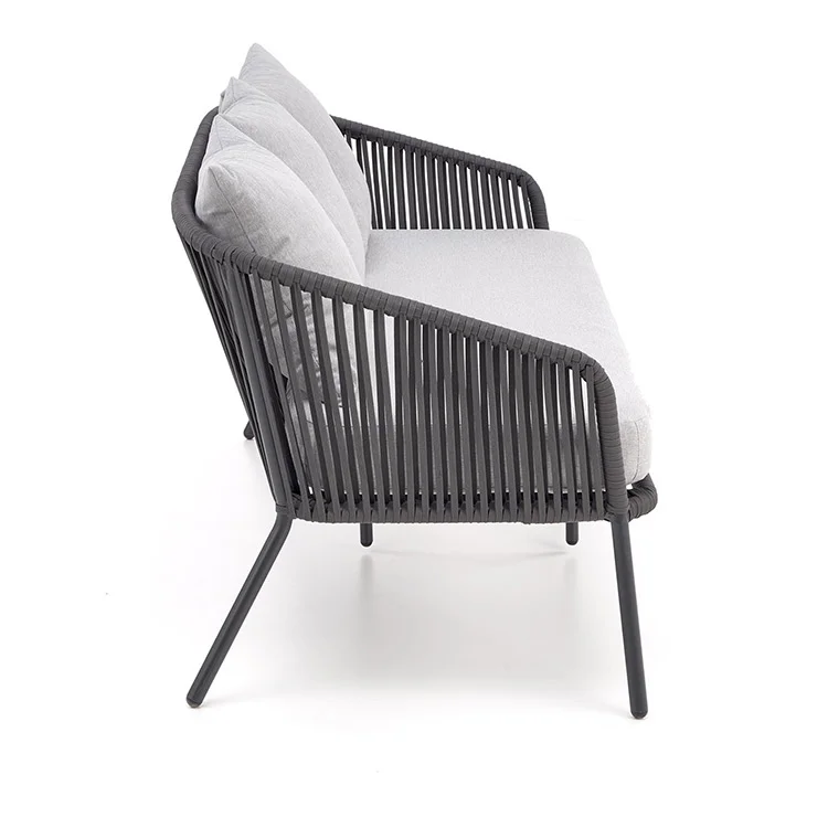 Set da giardino divano, poltrona, tavolino in vetro grigio Dalian