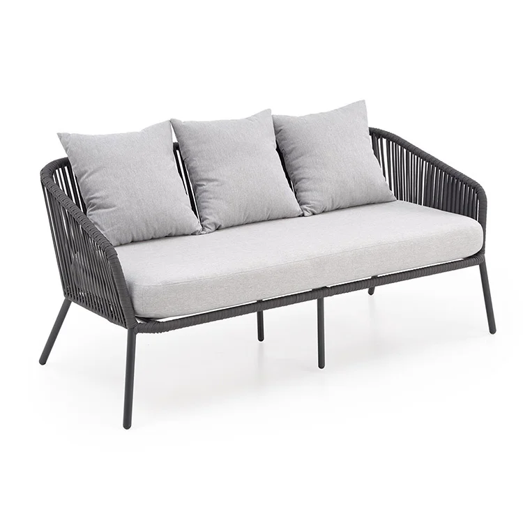 Set da giardino divano, poltrona, tavolino in vetro grigio Dalian