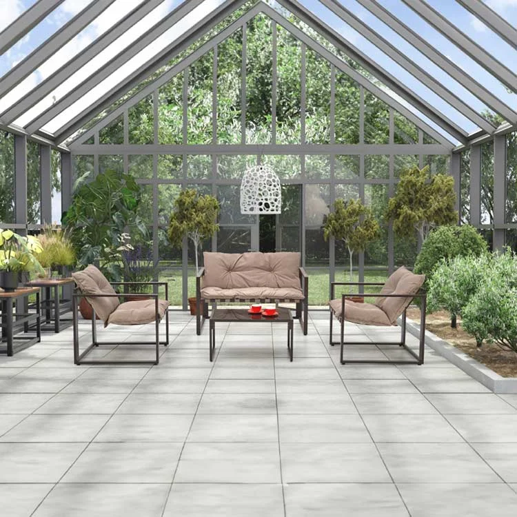 Set da giardino divano, poltrona, tavolino in vetro nero marrone Surat