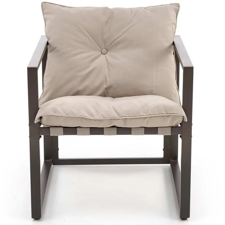 Set da giardino divano, poltrona, tavolino in vetro nero marrone Surat