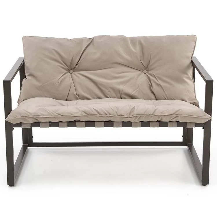 Set da giardino divano, poltrona, tavolino in vetro nero marrone Surat