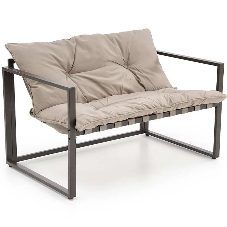 Set da giardino divano, poltrona, tavolino in vetro nero marrone Surat