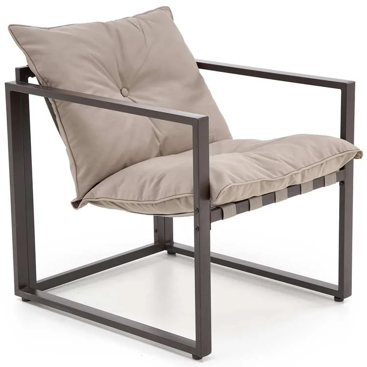 Set da giardino divano, poltrona, tavolino in vetro nero marrone Surat