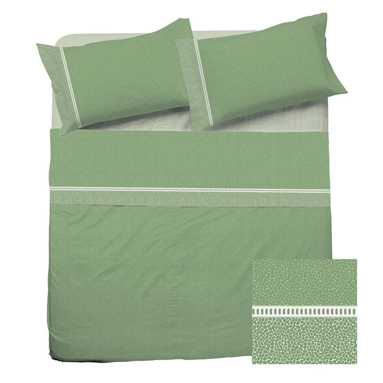 Set lenzuola letto francese in cotone verde Freedom