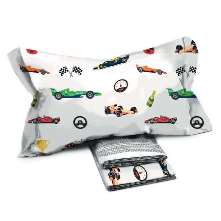 Set lenzuola letto singolo per bambini in cotone con macchinine Winner