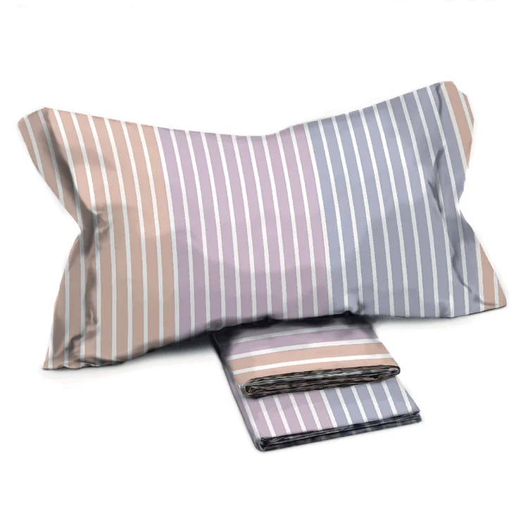Set lenzuola matrimoniale in cotone rigato arancio viola blu Sacher