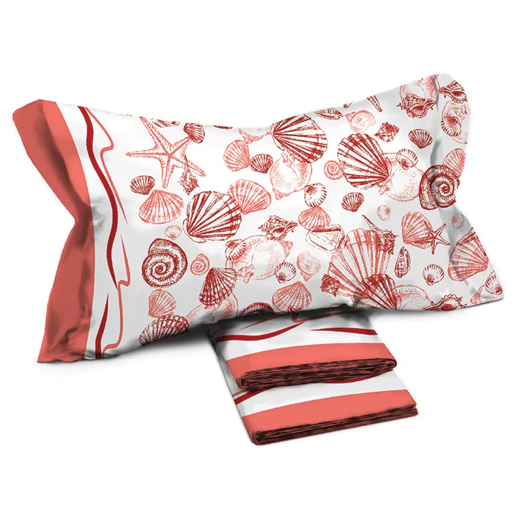 Set lenzuola matrimoniali in cotone fantasia coralli arancio Mousse