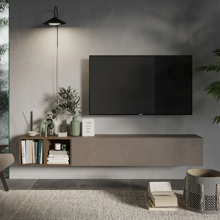Set pensili con 1 anta  2 cubotti 194x29h cm marrone bronzo rovere scuro Sunset 49