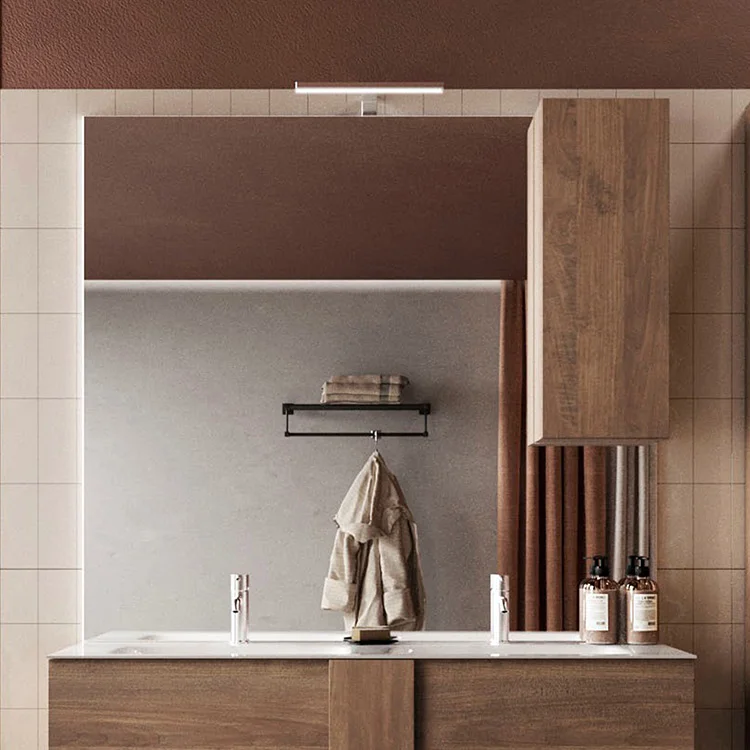 Specchiera 120x110cm bagno con led e pensile rovere Alvarez