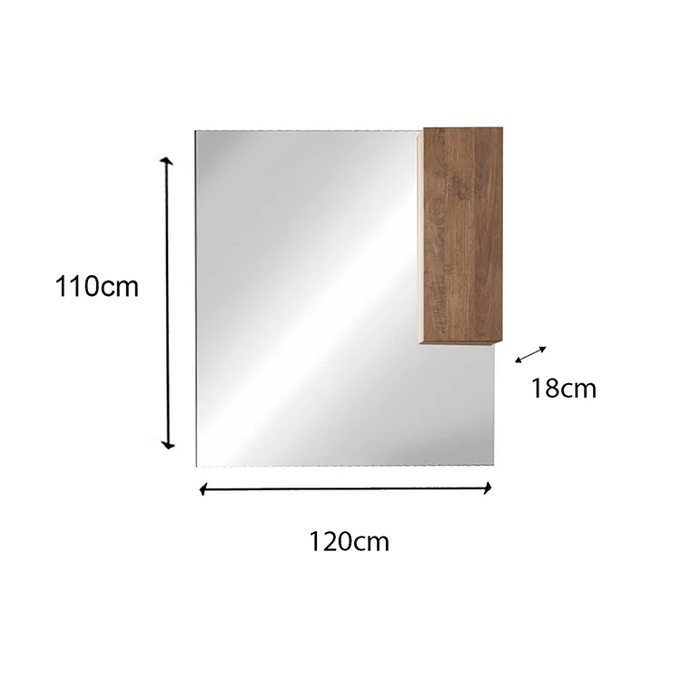 Specchiera 120x110cm bagno con led e pensile rovere Alvarez