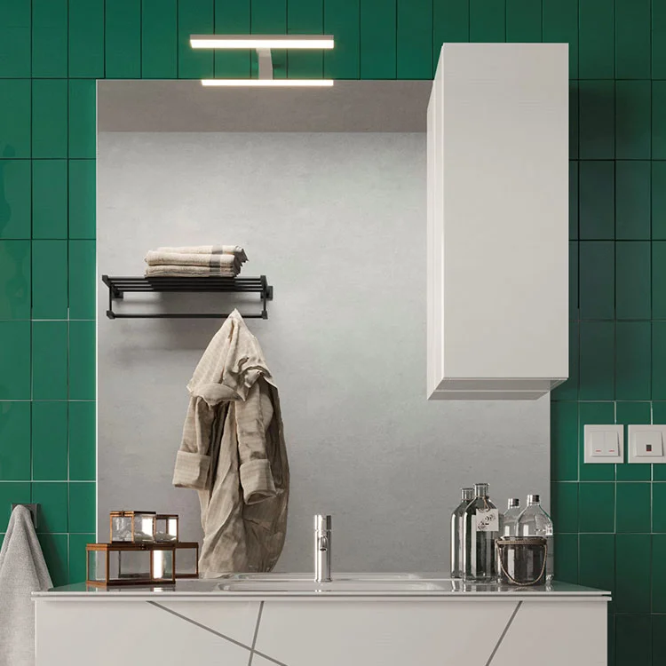 Specchiera 80x110cm da bagno con led e pensile bianco lucido Minister