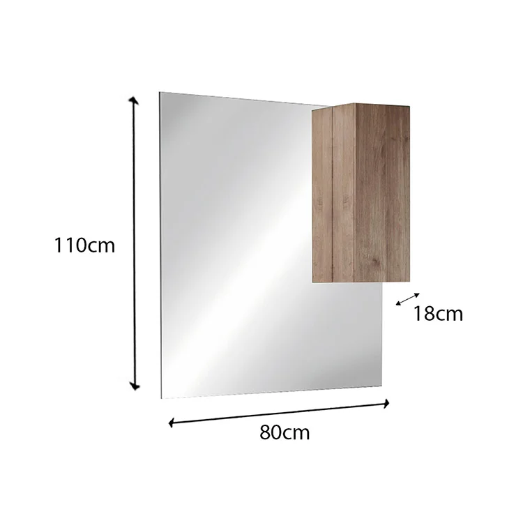Specchiera bagno con led e pensile 80x110cm rovere Alvarez