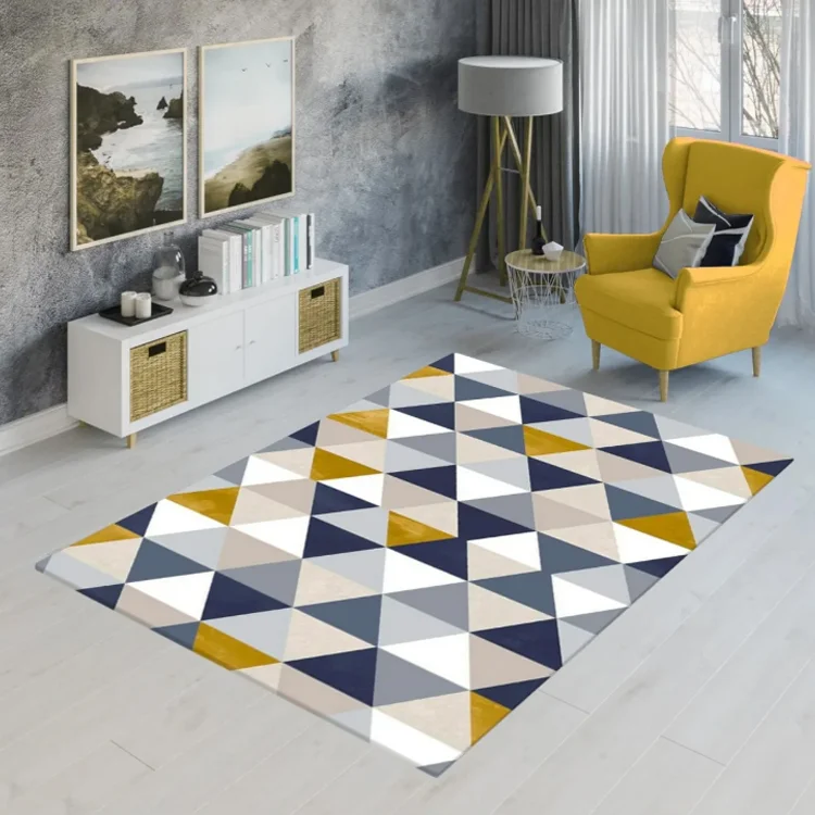Tappeto da sala con fantasia 120x180cm bianco blu Velino