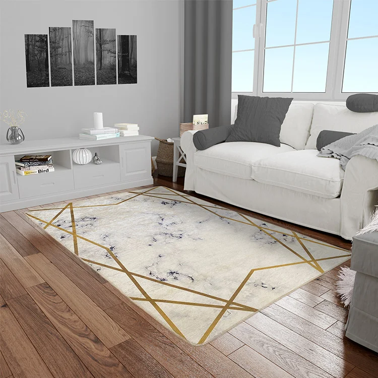 Tappeto da sala rettangolare 80x150cm bianco grigio Erebus