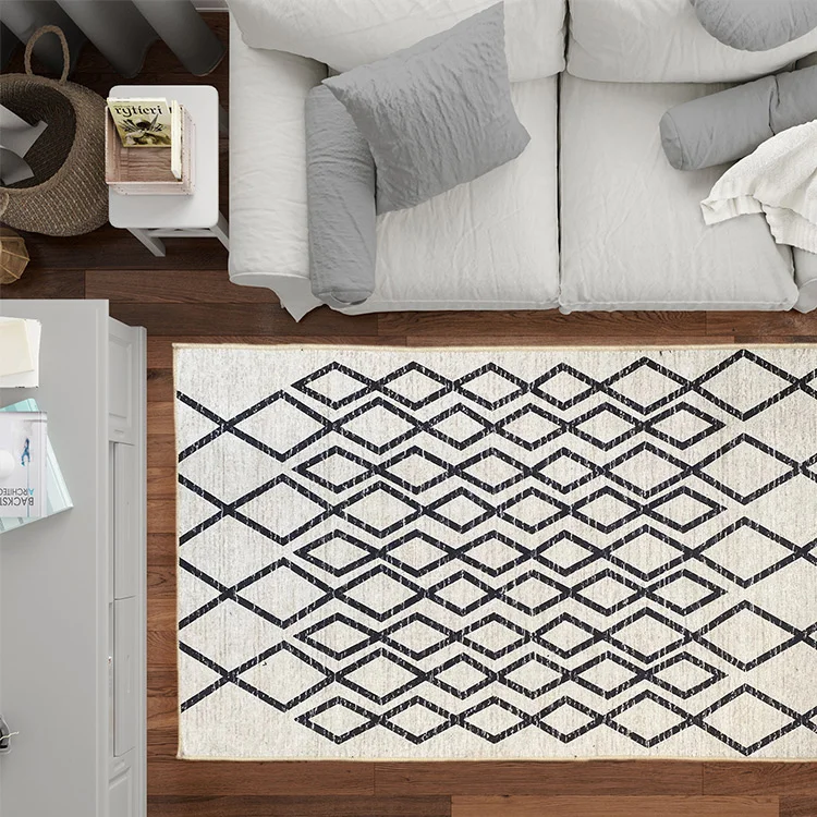 Tappeto moderno rettangolare 120x180cm nero bianco Treccia