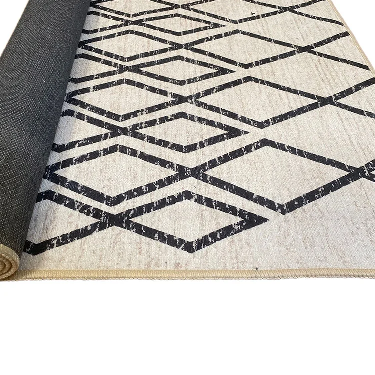 Tappeto moderno rettangolare 120x180cm nero bianco Treccia