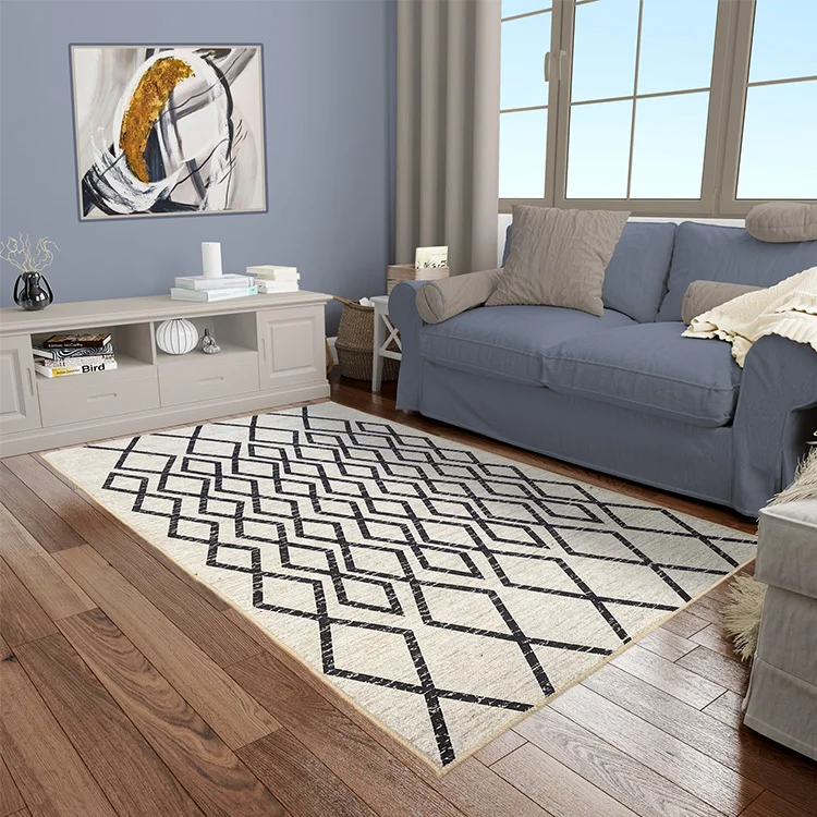 Tappeto moderno rettangolare 160x230cm nero bianco Treccia