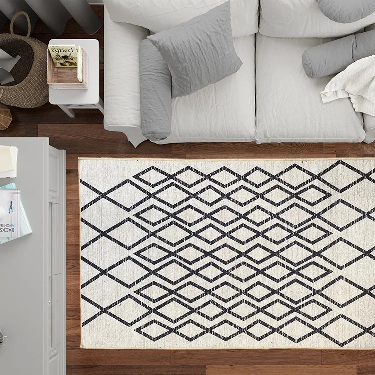 Tappeto moderno rettangolare 160x230cm nero bianco Treccia