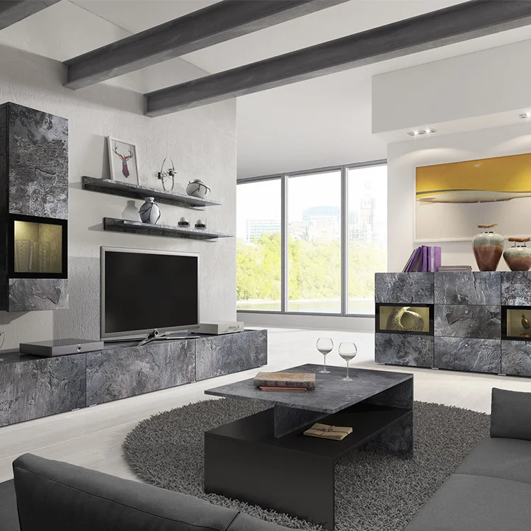 Tavolino 100x45cm da salotto design ossido e nero Emotion Gihome®