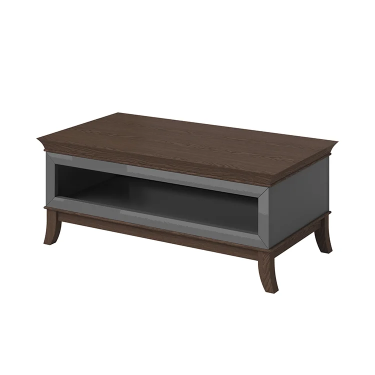 Tavolino da salotto 120x49cm antracite lucido rovere scuro Umag
