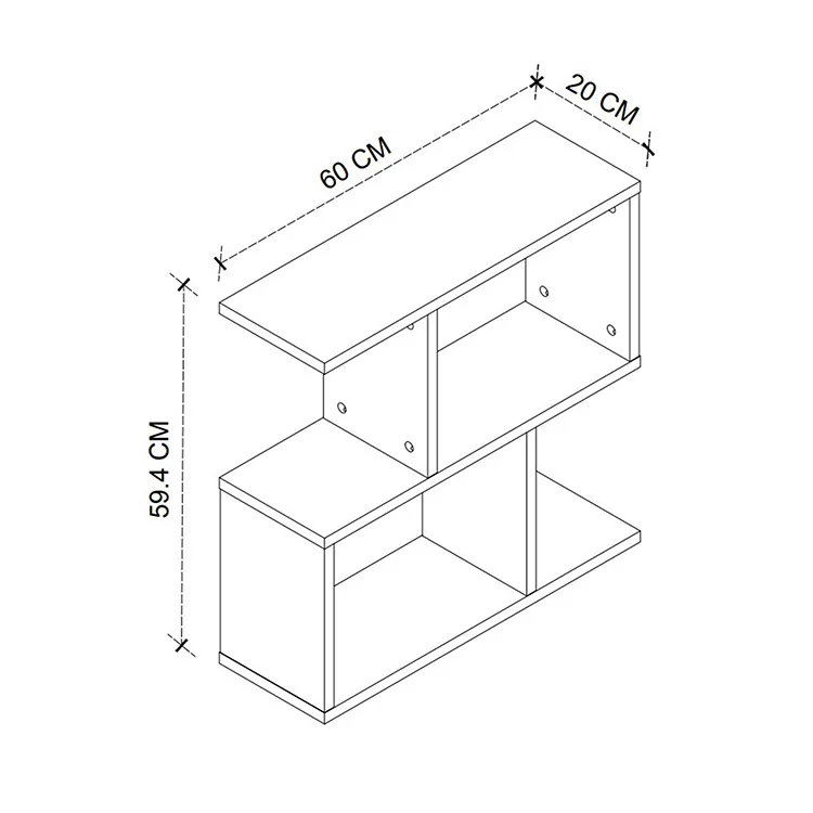 Tavolino da salotto con libreria design 60x59cm bianco Sherman
