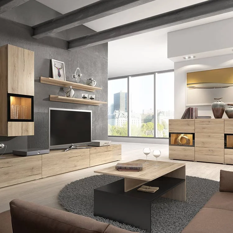 Tavolino 100x45cm da salotto design rovere e nero Emotion Gihome®