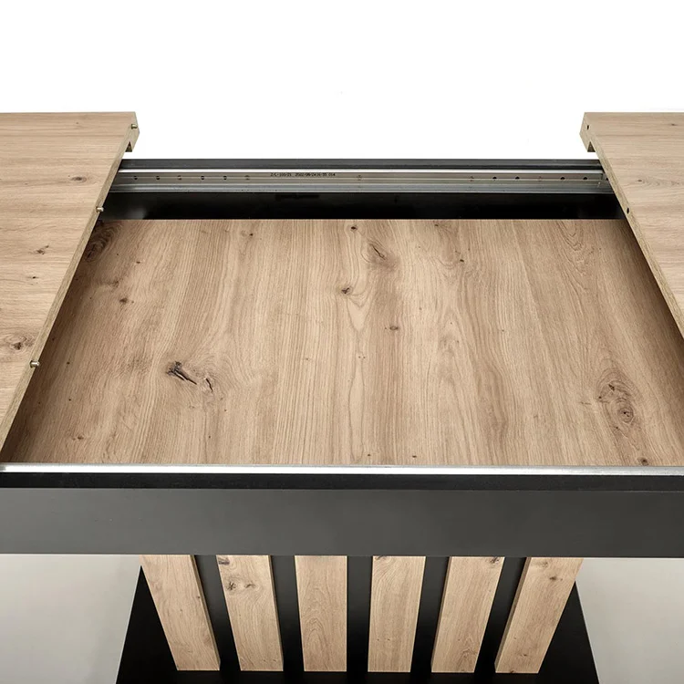 Tavolo 130/180cm allungabile da pranzo rovere chiaro nero Harbin