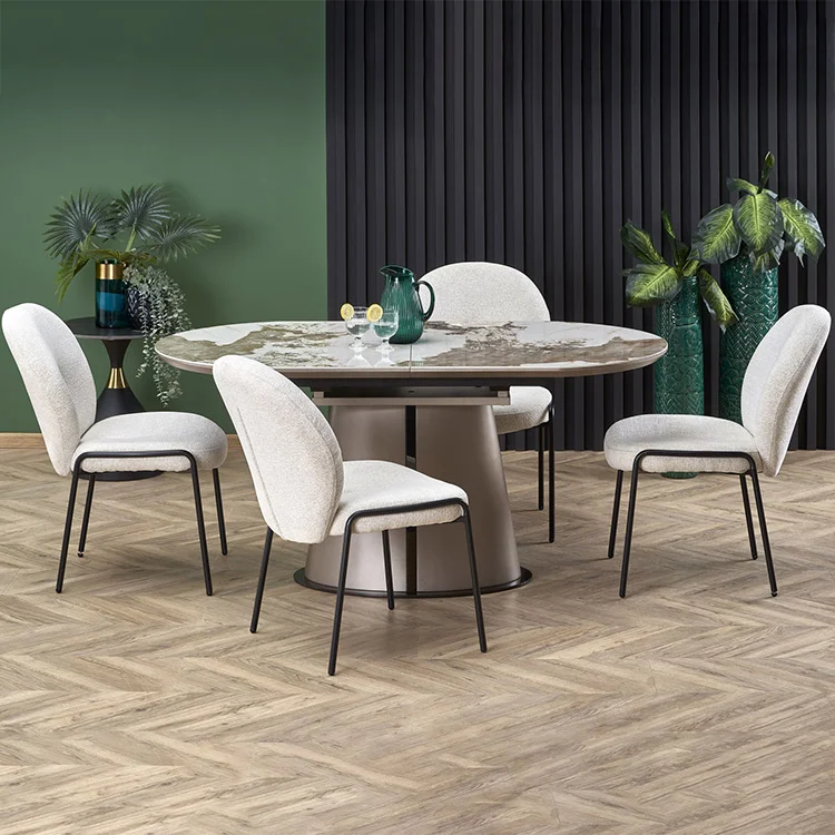 Tavolo allungabile da pranzo 160/200cm marmo bianco beige Iolanda