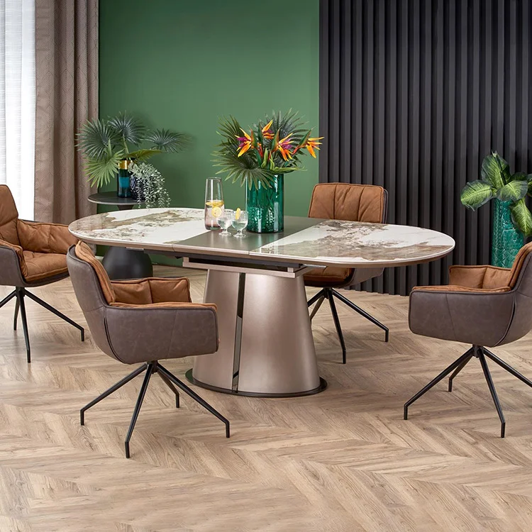 Tavolo allungabile da pranzo 160/200cm marmo bianco beige Iolanda