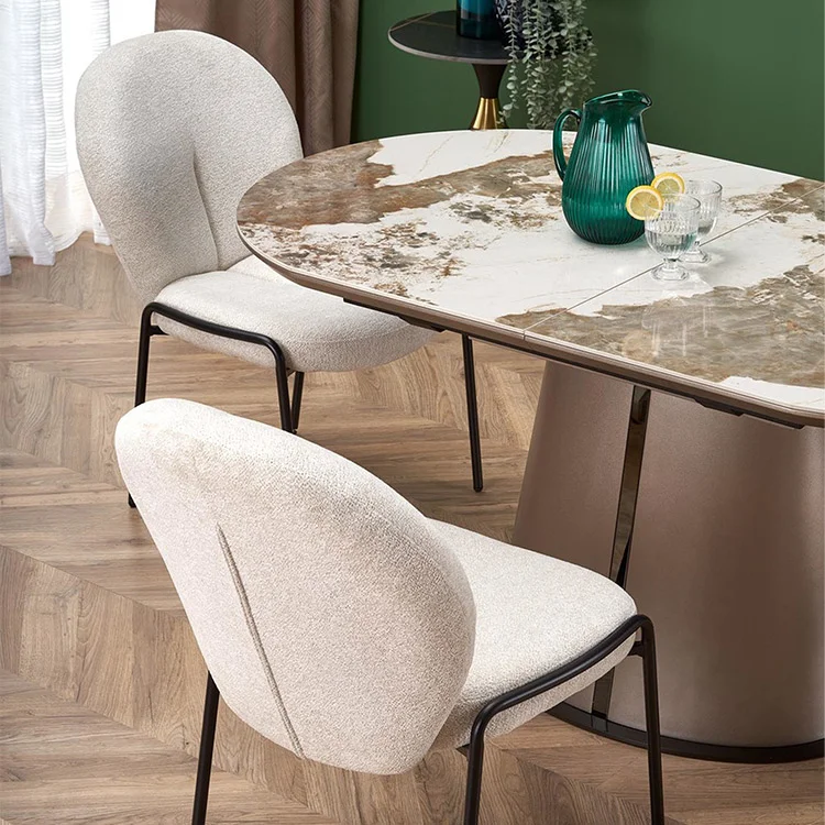 Tavolo allungabile da pranzo 160/200cm marmo bianco beige Iolanda