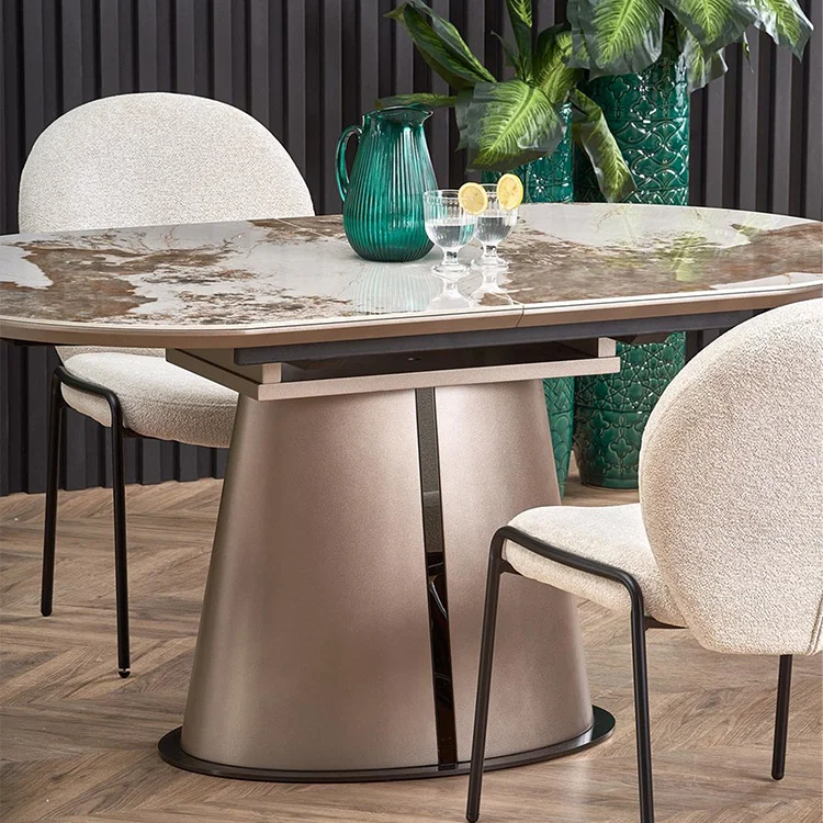 Tavolo allungabile da pranzo 160/200cm marmo bianco beige Iolanda