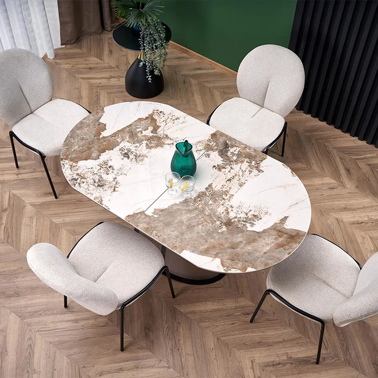 Tavolo allungabile da pranzo 160/200cm marmo bianco beige Iolanda