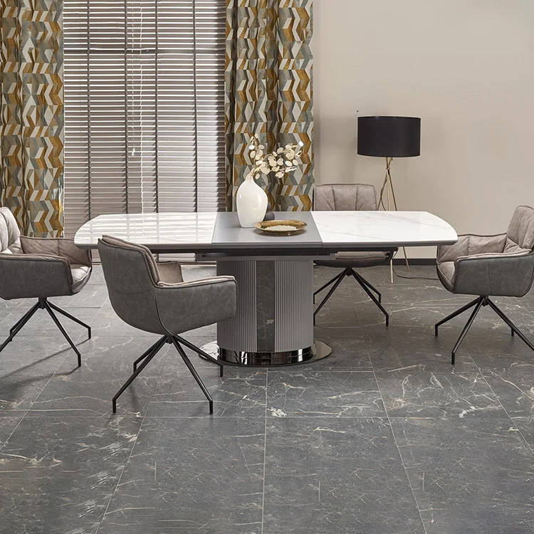 Tavolo allungabile da pranzo 160/220cm bianco grigio chiaro Ignazio