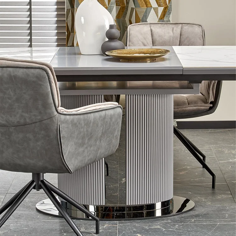 Tavolo allungabile da pranzo 160/220cm bianco grigio chiaro Ignazio