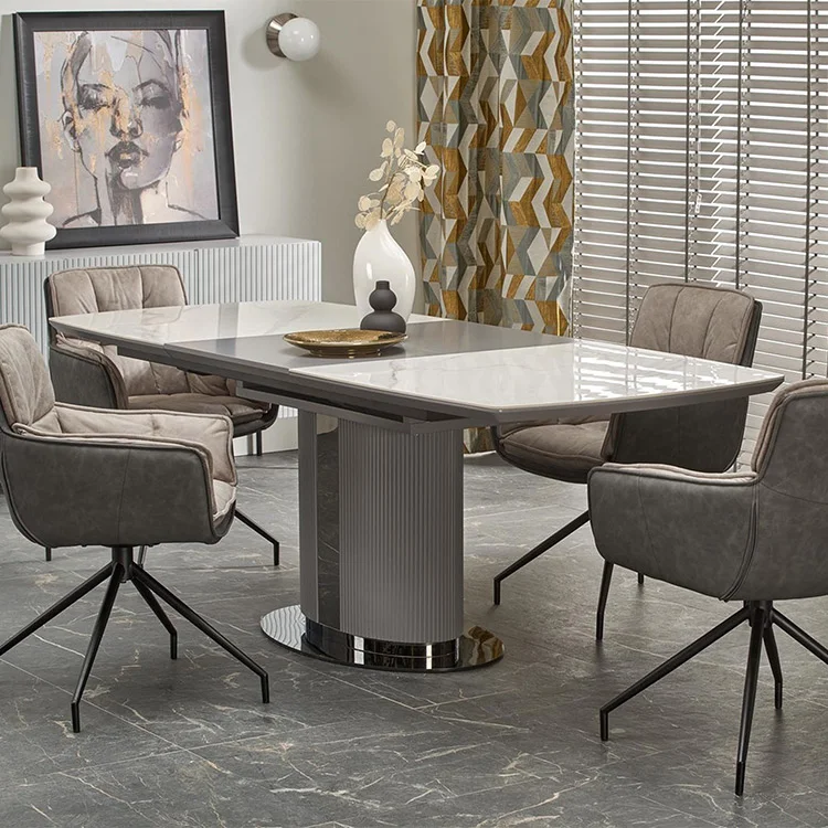 Tavolo allungabile da pranzo 160/220cm bianco grigio chiaro Ignazio