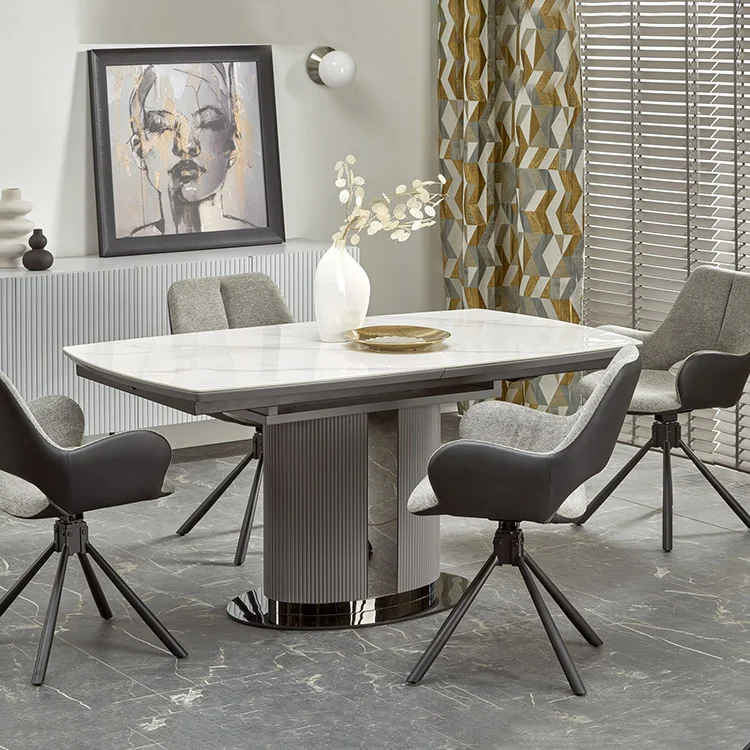 Tavolo allungabile da pranzo 160/220cm bianco grigio chiaro Ignazio